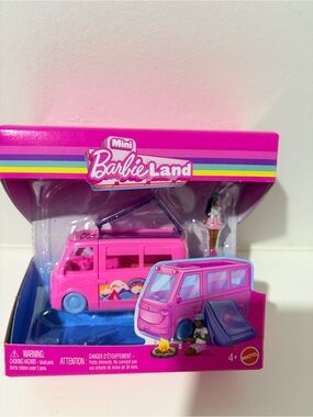 Barbie Pink Mini Camper Van Playset with Rainbow Decal